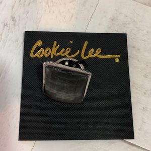 Silver and gray statement ring